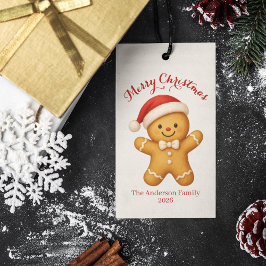 Süßer Lebkuchenmann mit Weihnachtsmannmütze - Geschenkanhänger