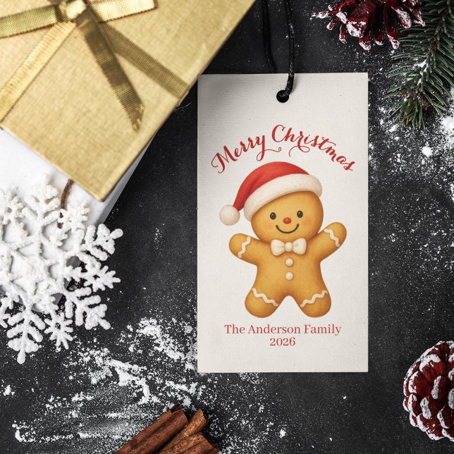 Süßer Lebkuchenmann mit Weihnachtsmannmütze -  Geschenkanhänger (Von Creator hochgeladen)