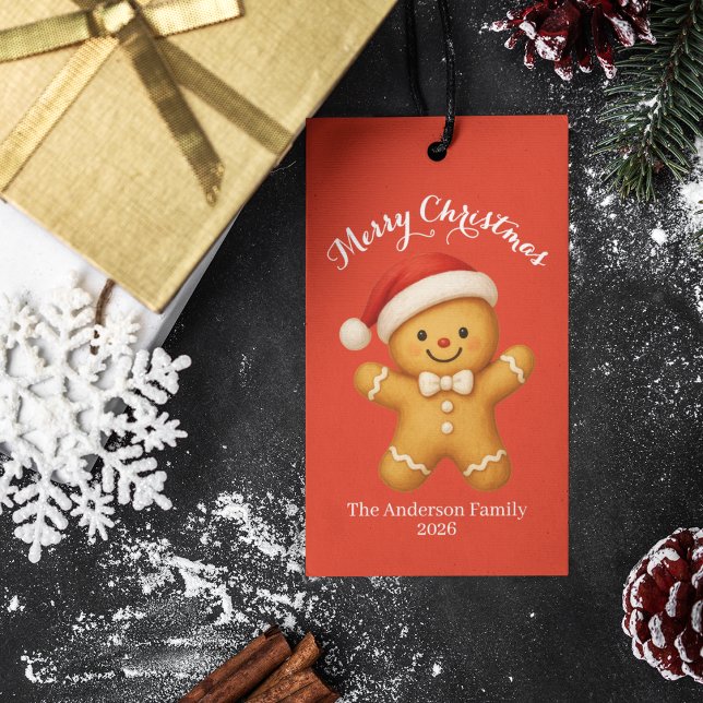 Süßer Lebkuchenmann mit Weihnachtsmannmütze -  Geschenkanhänger (Von Creator hochgeladen)