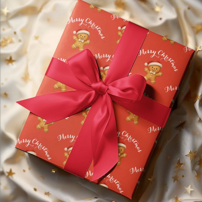 Süßer Lebkuchenmann mit Weihnachtsmannmütze -  Geschenkpapier (Von Creator hochgeladen)