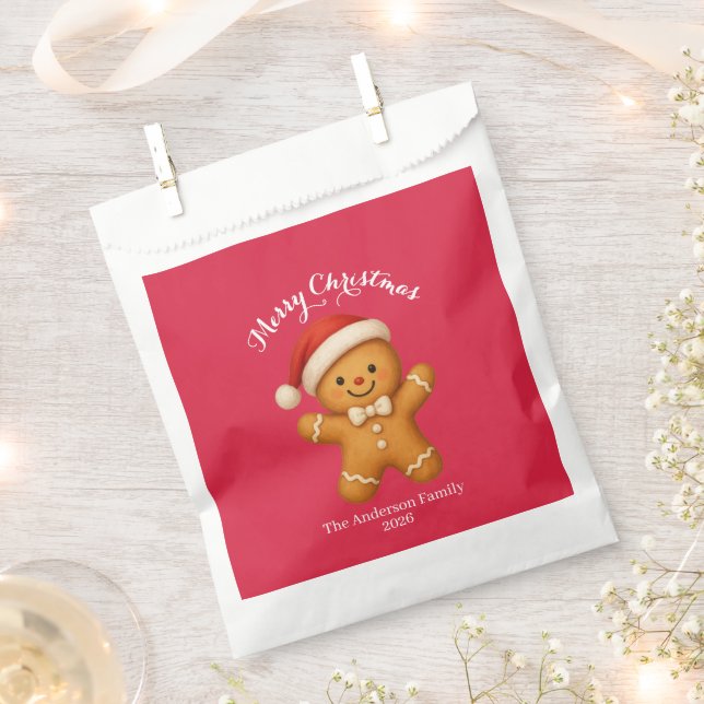 Süßer Lebkuchenmann mit Weihnachtsmannmütze -  Geschenktütchen (Ausgeschnitten)