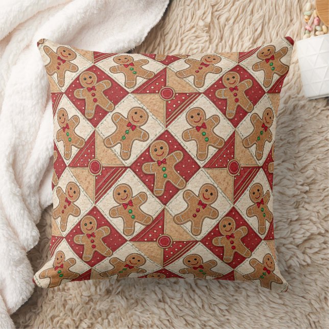Süßer Lebkuchenmann-Patchwork-Muster-Stil Kissen (Decke)