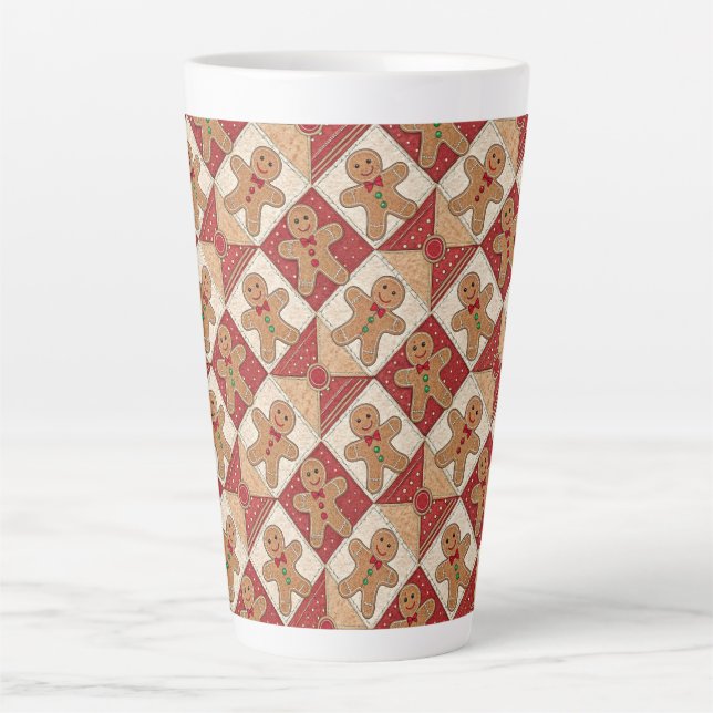 Süßer Lebkuchenmann-Patchwork-Muster-Stil Milchtasse (Vorderseite)