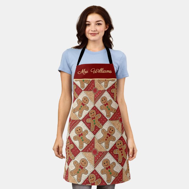 Süßer Lebkuchenmann-Patchwork-Muster-Stil Schürze (Getragen)