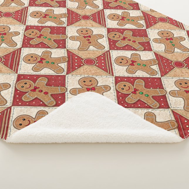 Süßer Lebkuchenmann-Patchwork-Muster-Stil Sherpadecke (3/4)