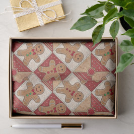 Süßer Lebkuchenmann-Patchwork-Weihnachten Seidenpapier