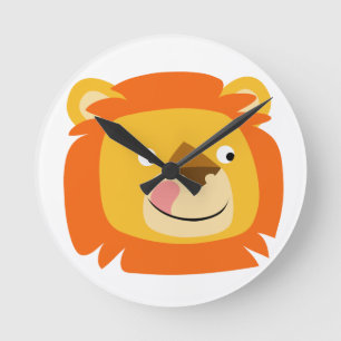Süßer leckerer Cartoon-Löwe Runde Wanduhr