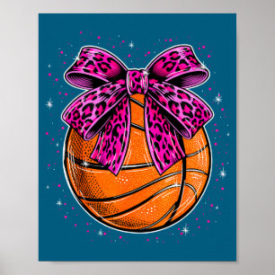 Süßer Leopard Basketball rosa Bogen Frauen Mädchen Poster