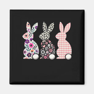 Süßer Leopard Karo Blumen Blumen Happy Ostern Hase Magnet