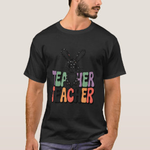Süßer Leopardendruck-Hasen-Lehrer T-Shirt