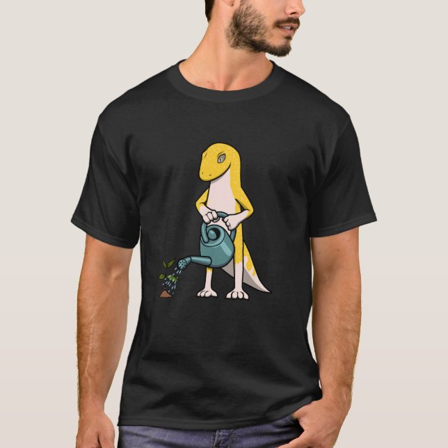 Süßer Leopardgecko Gartenarbeit Hobbygärtner T-Shirt (Vorderseite)