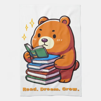 Süßer lesender Bär mit Büchern Kawaii Geschirrtuch