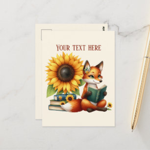Süßer lesender Fuchs anpassbar Postkarte