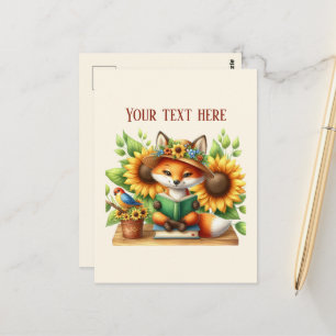 Süßer lesender Fuchs anpassbar  Postkarte