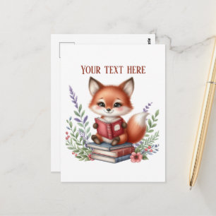 Süßer lesender Fuchs anpassbar  Postkarte