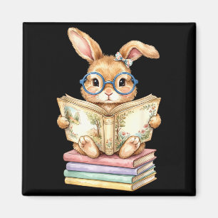Süßer lesender Osterhase liest Bücher Lehrer Magnet