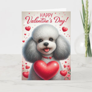 Süßer lieber Pudel-Hund Frohen Valentinstag Feiertagskarte