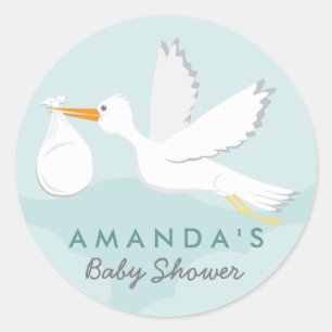 Süßer Lieferungs-Storch-Babyparty-Aufkleber Runder Aufkleber