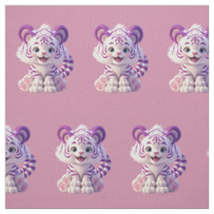 Süßer lila Baby-Tiger-Baumwollstoff Stoff