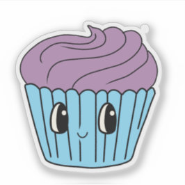 Süßer lila Cupcake-Aufkleber aus Vinyl Aufkleber
