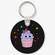 Süßer lila Cupcake-Schlüsselanhänger