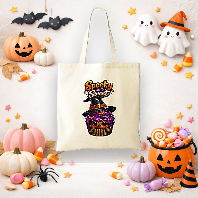 Süßer lila Kawaii-Hexen-Cupcake-Süßigkeiten-oder-S Tragetasche (Von Creator hochgeladen)