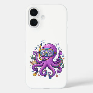 Süßer lila Oktopus-Schatzsucher iPhone 16 Hülle