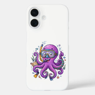 Süßer lila Oktopus-Schatzsucher iPhone 16 Hülle
