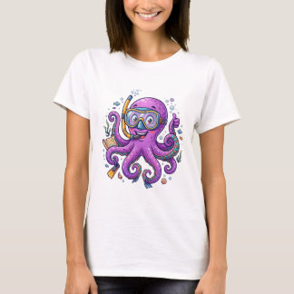 Süßer lila Oktopus-Schatzsucher T-Shirt