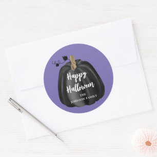 Süßer lila Schriftkürbis Frohes Halloween Runder Aufkleber