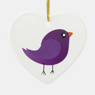 süßer lila Vogel Keramik Ornament