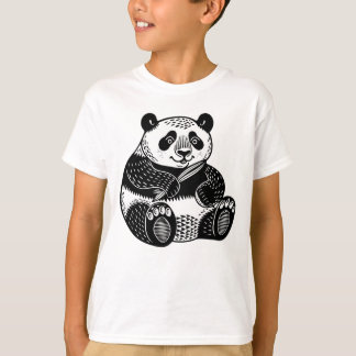 Süßer Linocut-Rieserpanda-Kindert-Shirt T-Shirt