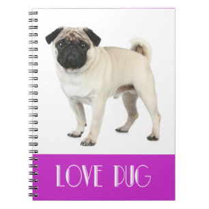 Süßer Love Pug Welpe Lila Notizbuch Notizblock
