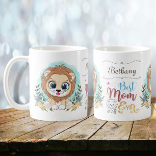 Süßer Löwe Florales Thema Beste Mama Ever Personal Kaffeetasse