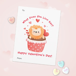 Süßer Löwe in Cupcake, individuelles Valentinstags Feiertagskarte