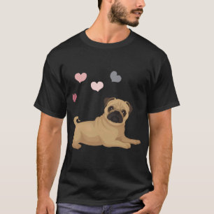 Süßer lügender Hund und Herzen . für Pug-, Mops-Fr T-Shirt