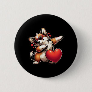 Süßer Lustiger Cooler Corgi Hund Dabbing Herz Vale Button