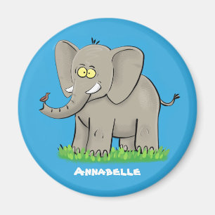Süßer lustiger Elefant mit Vogel auf dem Rüssel Ca Magnet