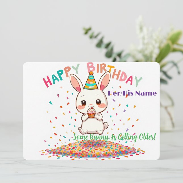 Süßer lustiger Geburtstag mit Cupcake  Karte (Stehend Vorderseite)