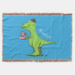 Süßer lustiger grüner T-Rex Dinosaurier Cartoon Decke