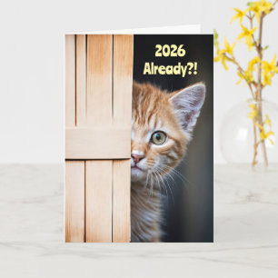 Süßer lustiger Neujahrskater 2026 Ingwer Orange Ki Karte