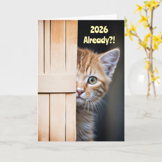 Süßer lustiger Neujahrskater 2026 Ingwer Orange Ki Karte