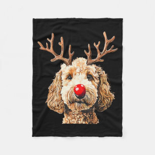 Süßer lustiger Rentier Santa Goldendoodle Weihnach Fleecedecke