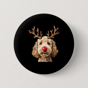 Süßer lustiger Rentiere Santa Goldendoodle Weihnac Button