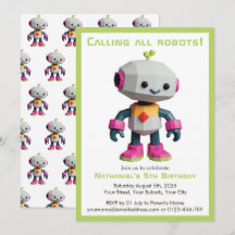 Süßer lustiger Roboter Kindergeburtstag