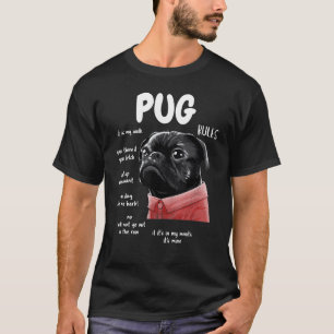 Süßer lustiger schwarzer Mops-Hund Regeln Geschenk T-Shirt