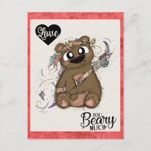 Süßer lustiger Valentinstag Bär Cupid Postkarte