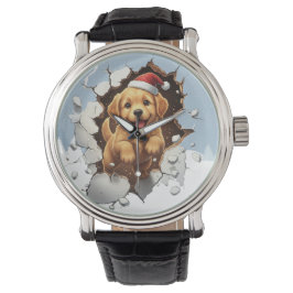 Süßer lustiger Weihnachtshund Armbanduhr