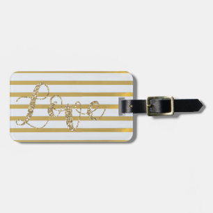 Süßer Mädchen-Gold-Glitter,gestreift,Liebe-Persona Gepäckanhänger