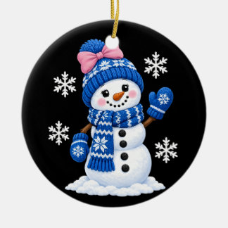 Süßer Mädchen-Schneemann-Weihnachten Frauen Mädche Keramik Ornament